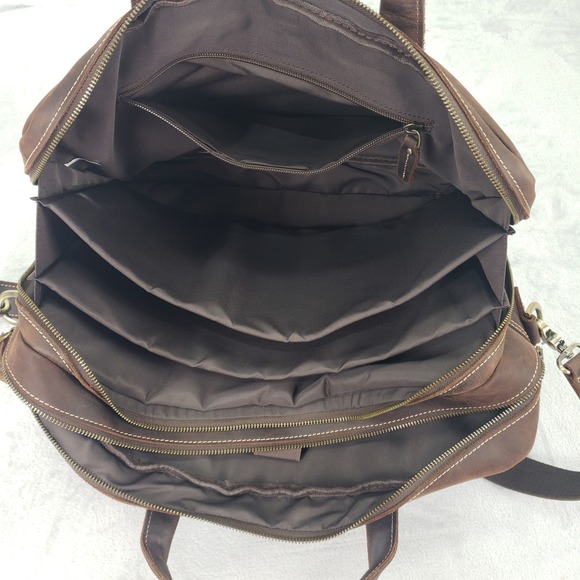 Leather Messenger Bag Briefcase Laptop Satchel Brown Men's Commuter Business - Picture 13 of 13